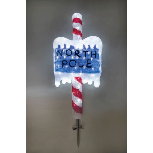 Acrylic North Pole Sign with Metal Floor Sticker - H100cm